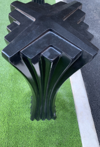 Decorative cast aluminum bollard with black powder coat finish