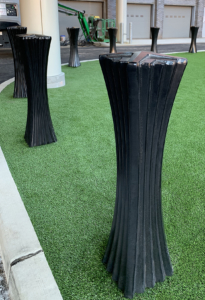 Decorative cast aluminum bollard with black powder coat finish