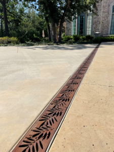 Decorative cast iron trench grates with Locust leaf pattern