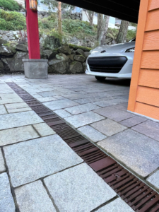 Cast iron trench drain grate in decorative Madras pattern
