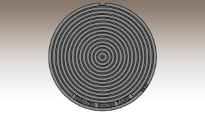 Drawing of decorative manhole cover in Bullseye pattern