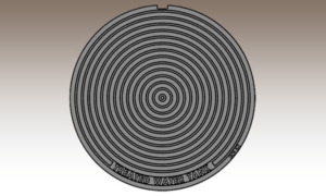 Drawing of decorative manhole cover in Bullseye pattern