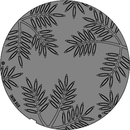 Drawing of decorative manhole cover in Locust pattern