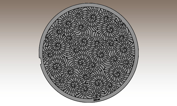 Drawing of decorative manhole cover in Miso pattern