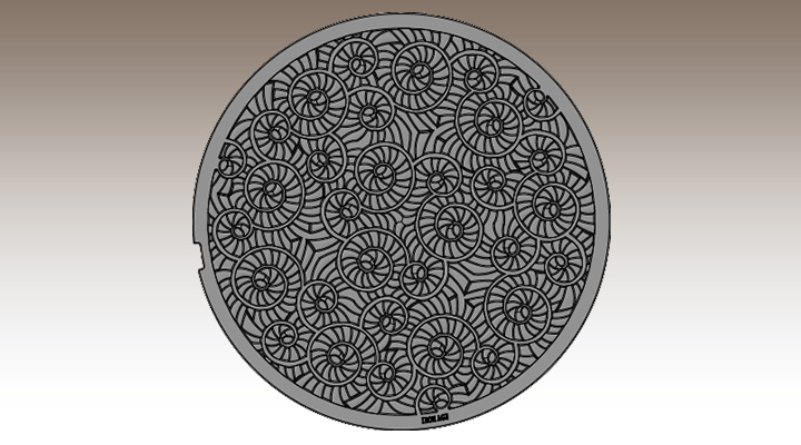 Drawing of decorative manhole cover in Miso pattern