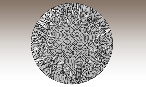 Drawing of decorative manhole cover in Tulie pattern