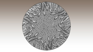Drawing of decorative manhole cover in Tulie pattern