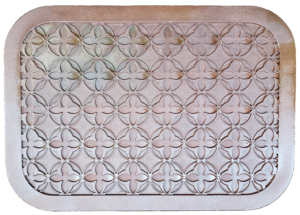 Cast iron access cover with decorative Quatrefoil pattern from Iron Age Designs.
