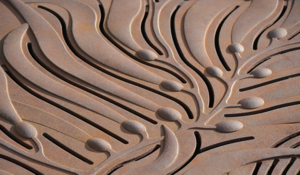 Cast iron grate in decorative Kelp pattern by Iron Age Designs.
