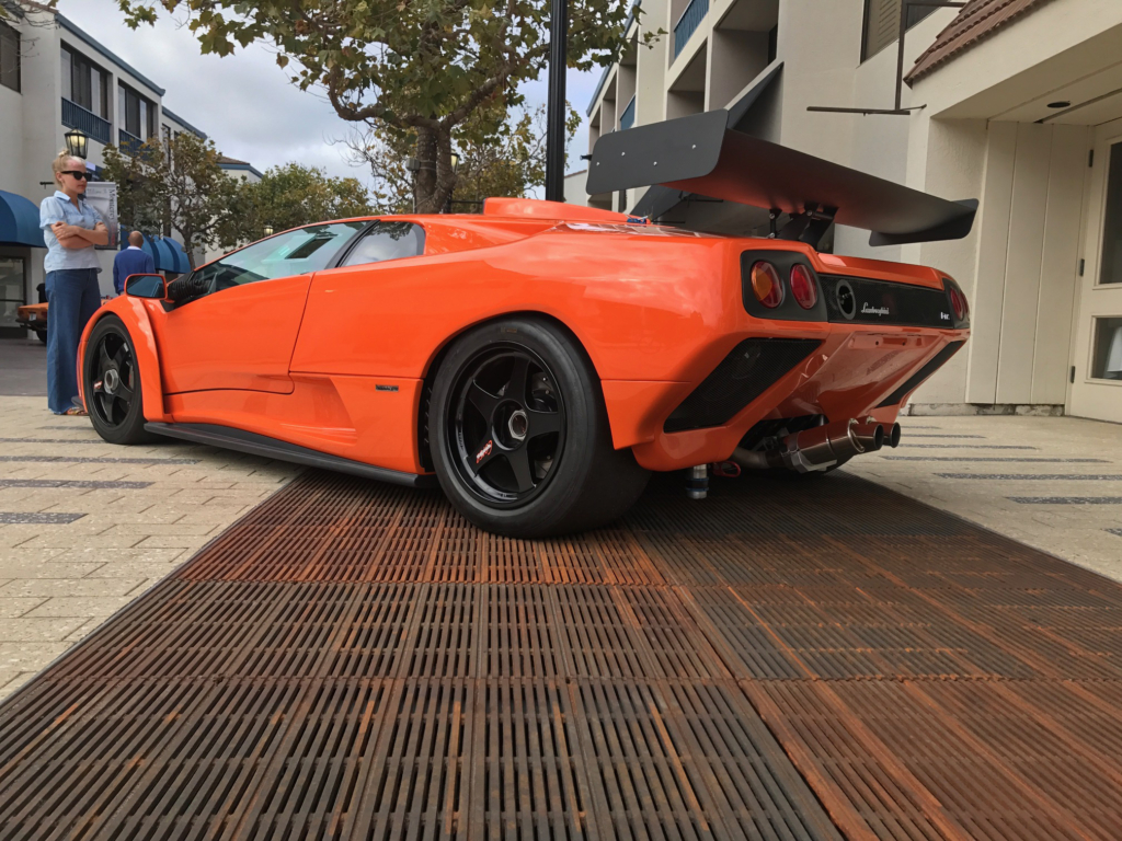 Cast iron grate in Regular Joe pattern by Iron Age Designs. Arrayed to create large format grate.