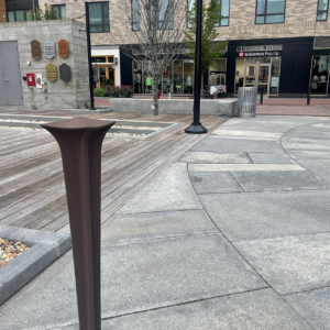 Decorative cast aluminum bollard with powder coat finish