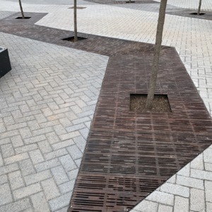 Decorative cast iron tree grate with Rain pattern