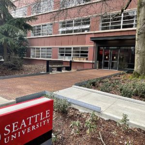 Pedestrian bridge at Seattle University constructed from Rain cast iron grate panels